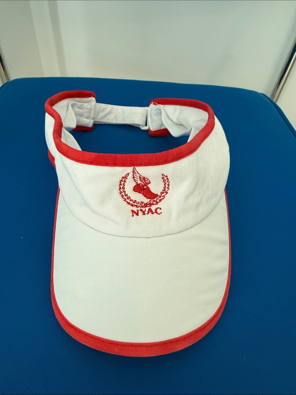 NYAC New York Athletic Club 90’s Red Embroidery White Strapback Womens Visor